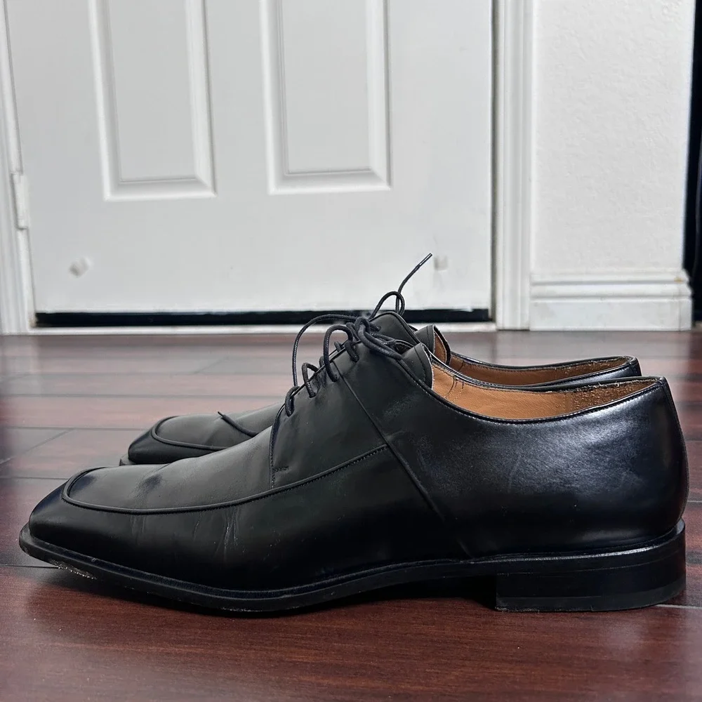Mezlan Medolla Derby Dress Shoes Mens 13 Black Square Apron Toe Leather